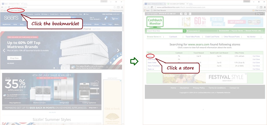 Sears Bookmarklet Example