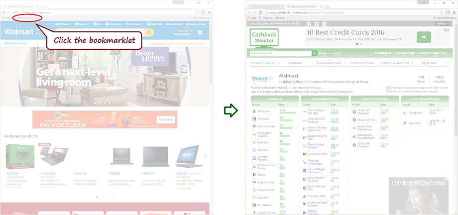 Walmart Bookmarklet Example